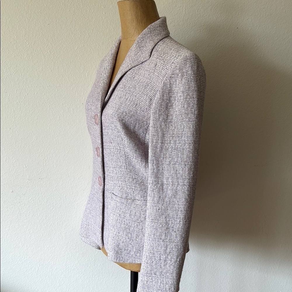 Lafayette 148 sz 4 lavender purple and white blazer jacket shoulder pads VGUC - Picture 3 of 10